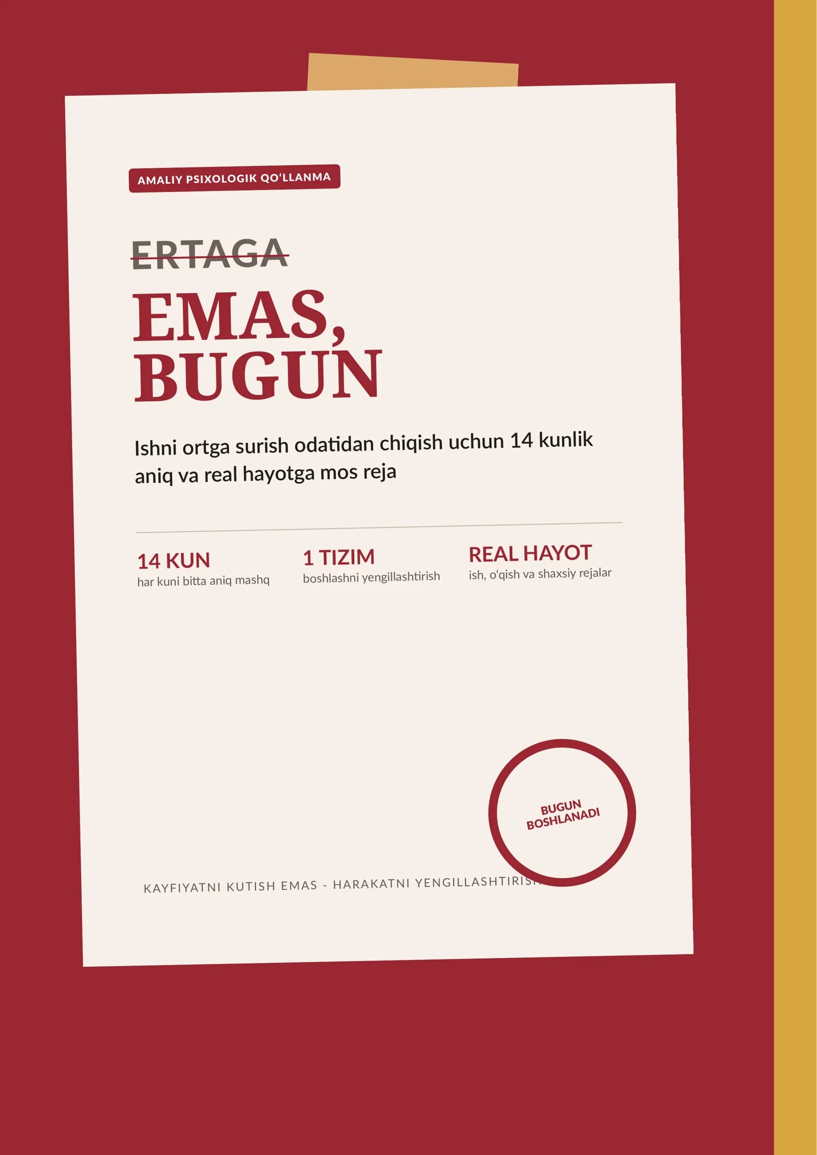 Ertaga emas, bugun!