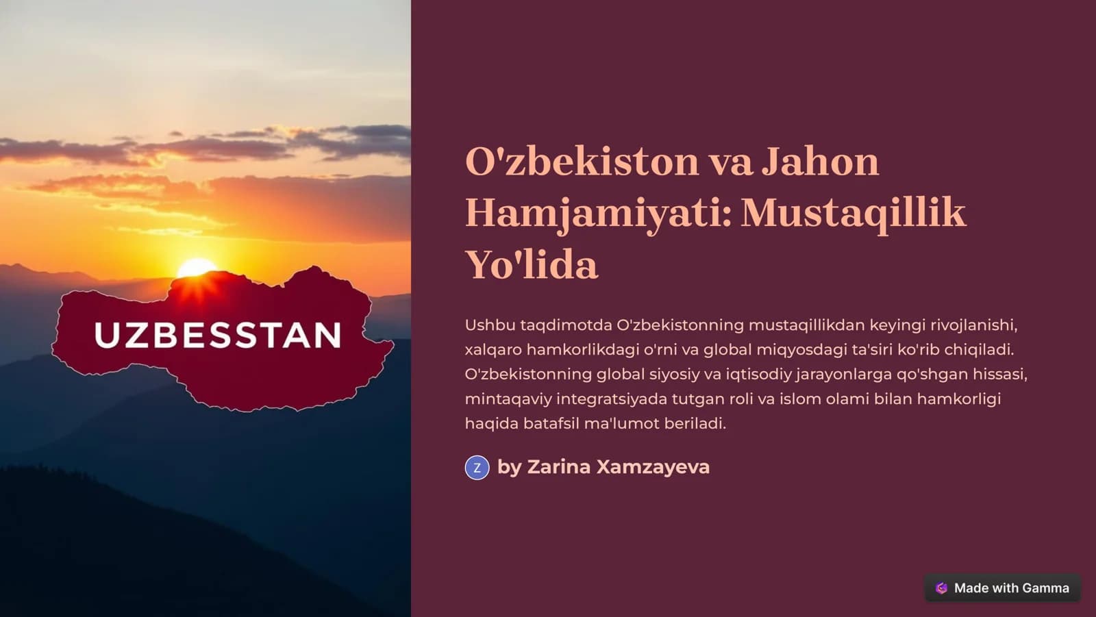 O'zbekiston va Jahon Hamjamiyati: Mustaqillik Yo'lida