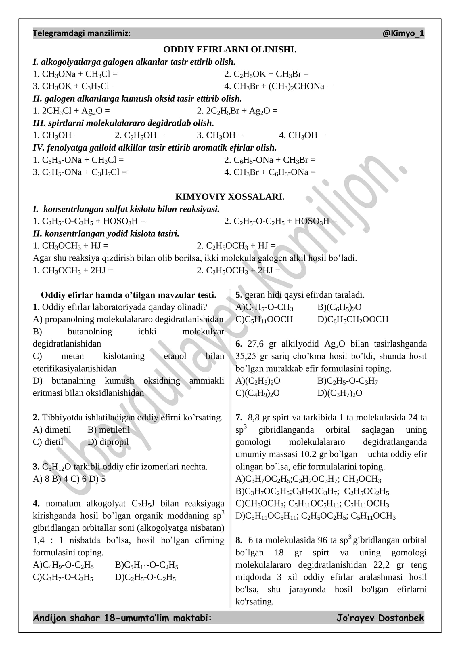 ODDIY EFIRLARNI OLINISHI