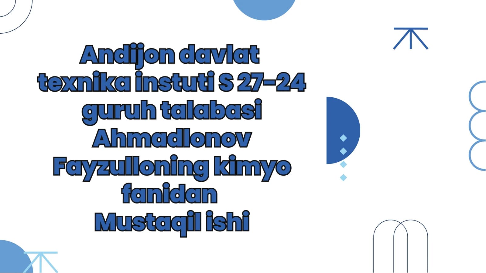 kimyo fanidan mustaqil ish