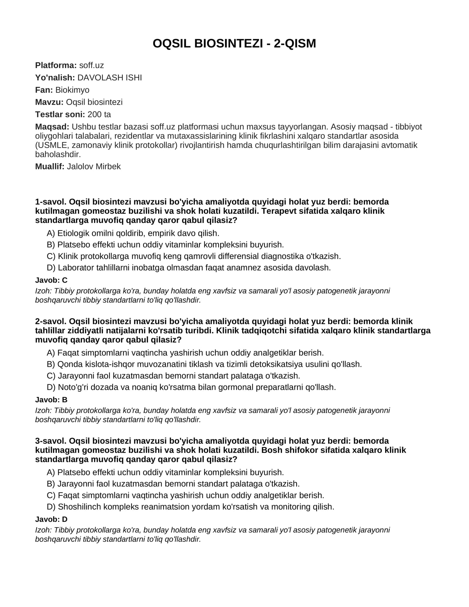 Oqsil biosintezi - 2-QISM