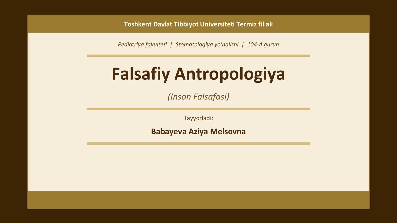 Falsafiy Antropologiya (Inson Falsafasi)