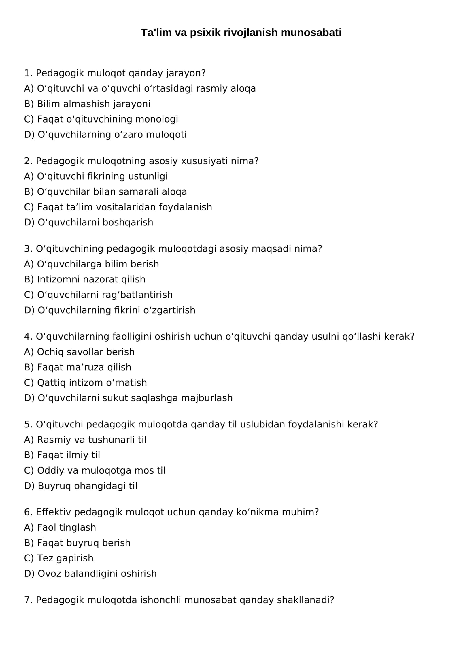 Pedagogik muloqotning xususiyati