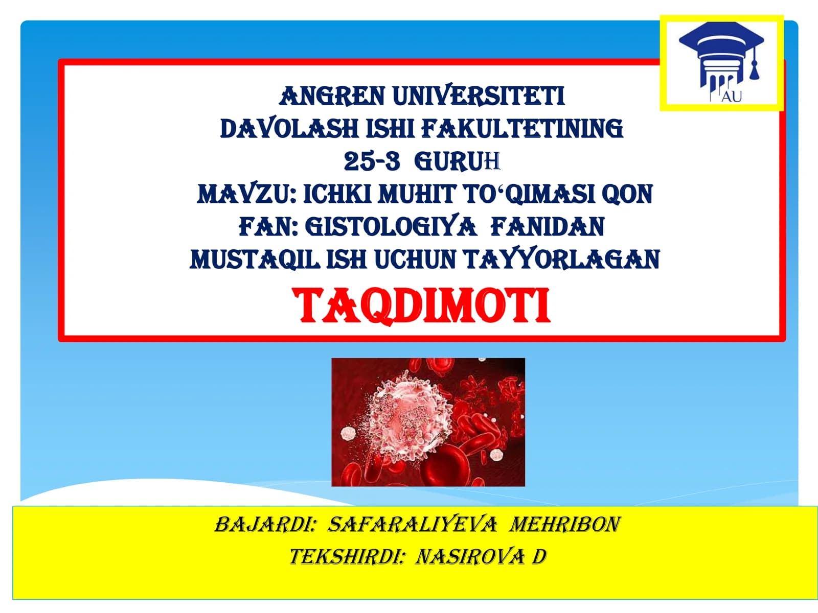 Ichki muhit to'qimasi qon ta'limi