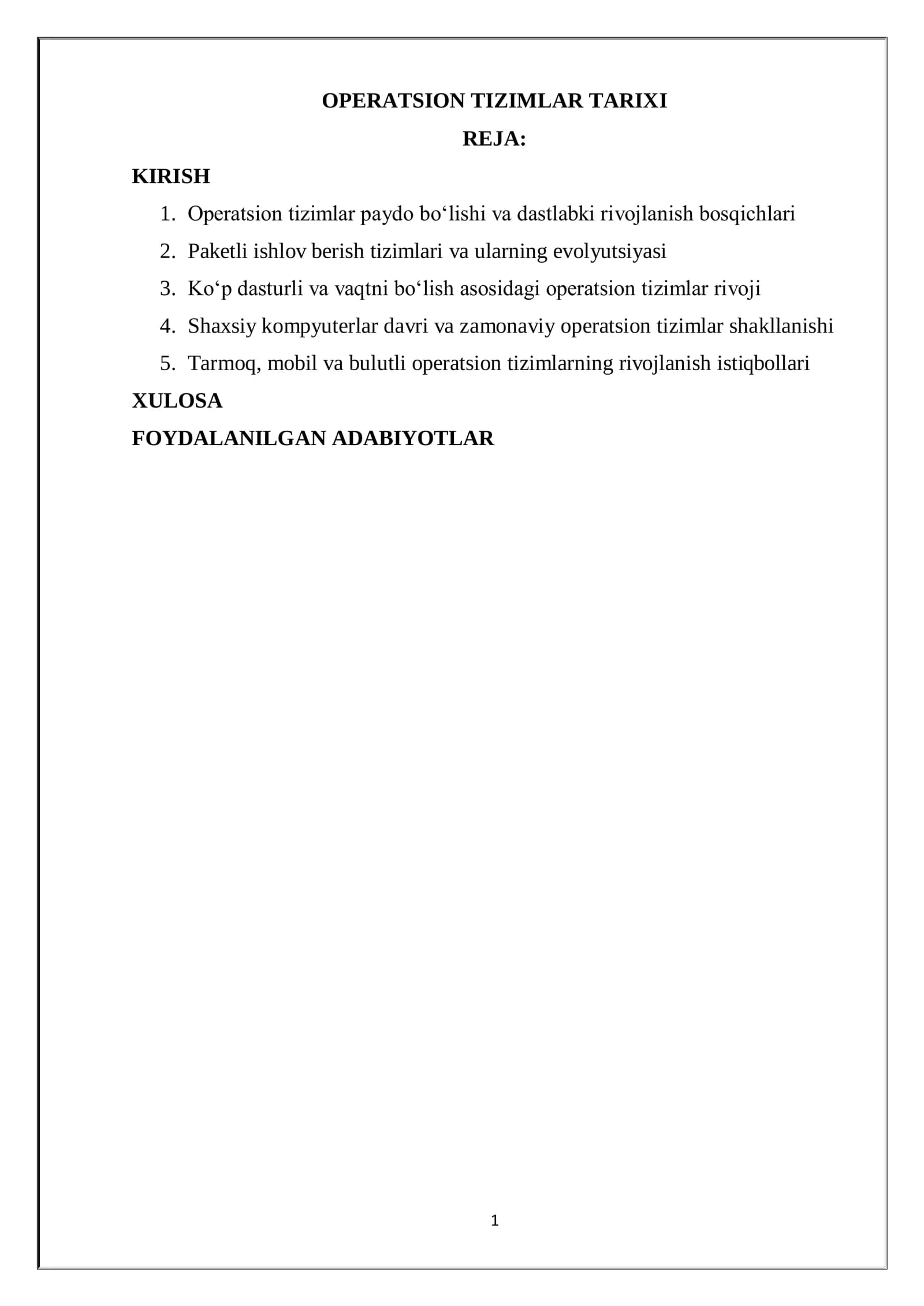Operatsion tizimlar tarixi