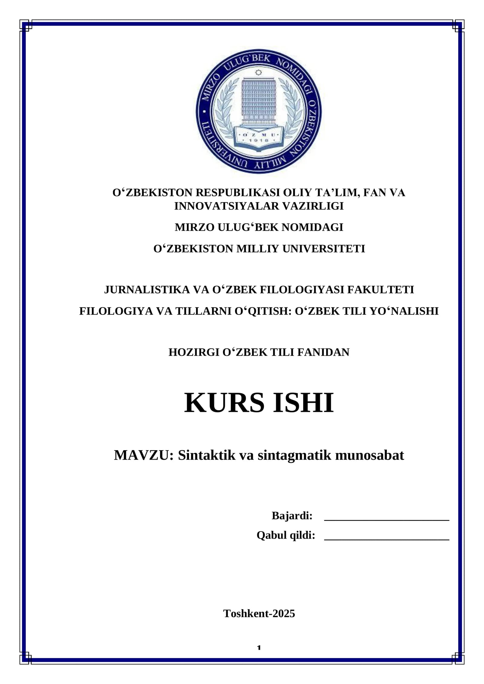 Sintaktik va sintagmatik munosabat