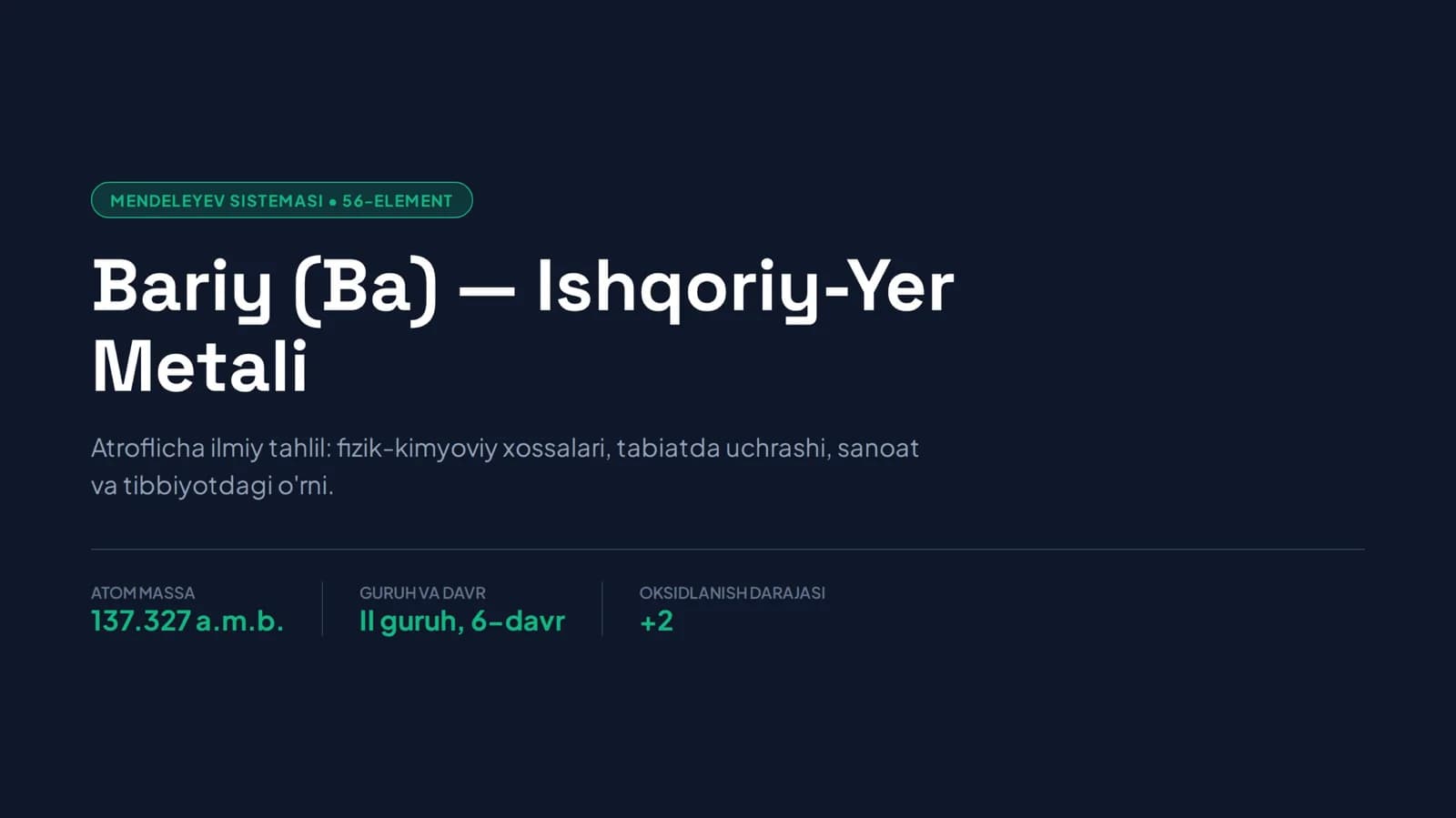 Bariy elementi haqida taqdimot