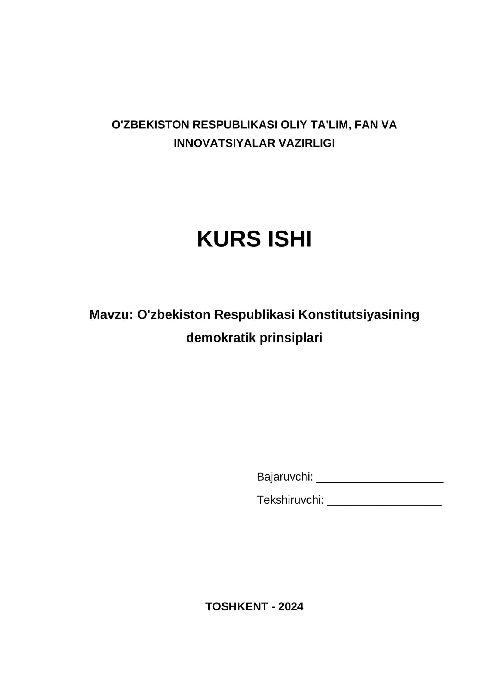 O'zbekiston Respublikasi Konstitutsiyasining demokratik prinsiplari