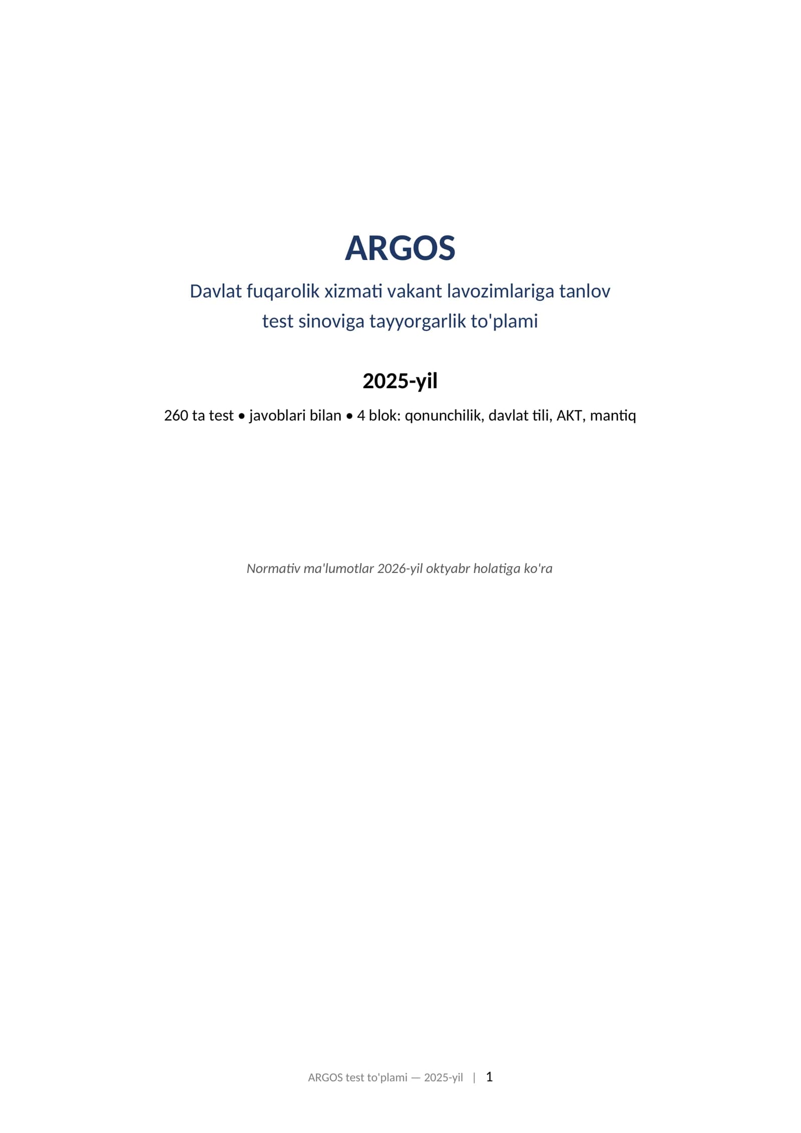 ARGOS Test to'plami 2025