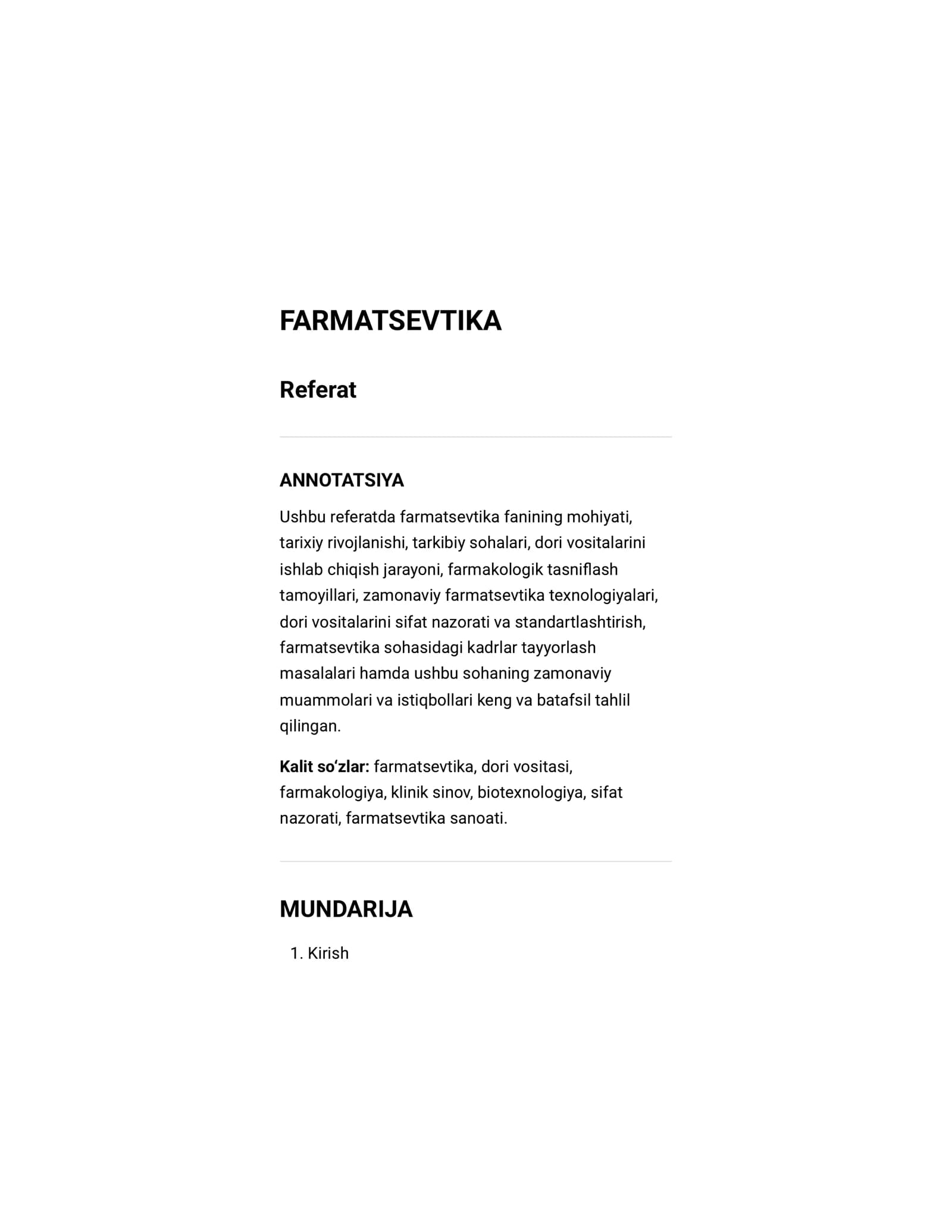 Referat Farmatsevtika