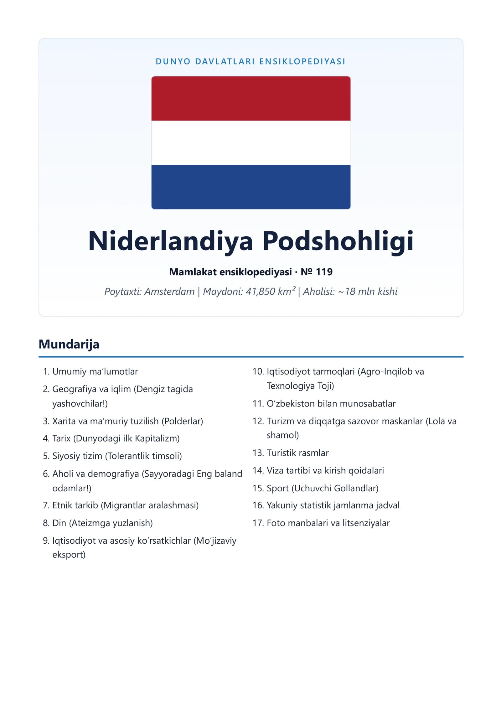 Niderlandiya Podshohligi Mamlakat ensiklopediyasi