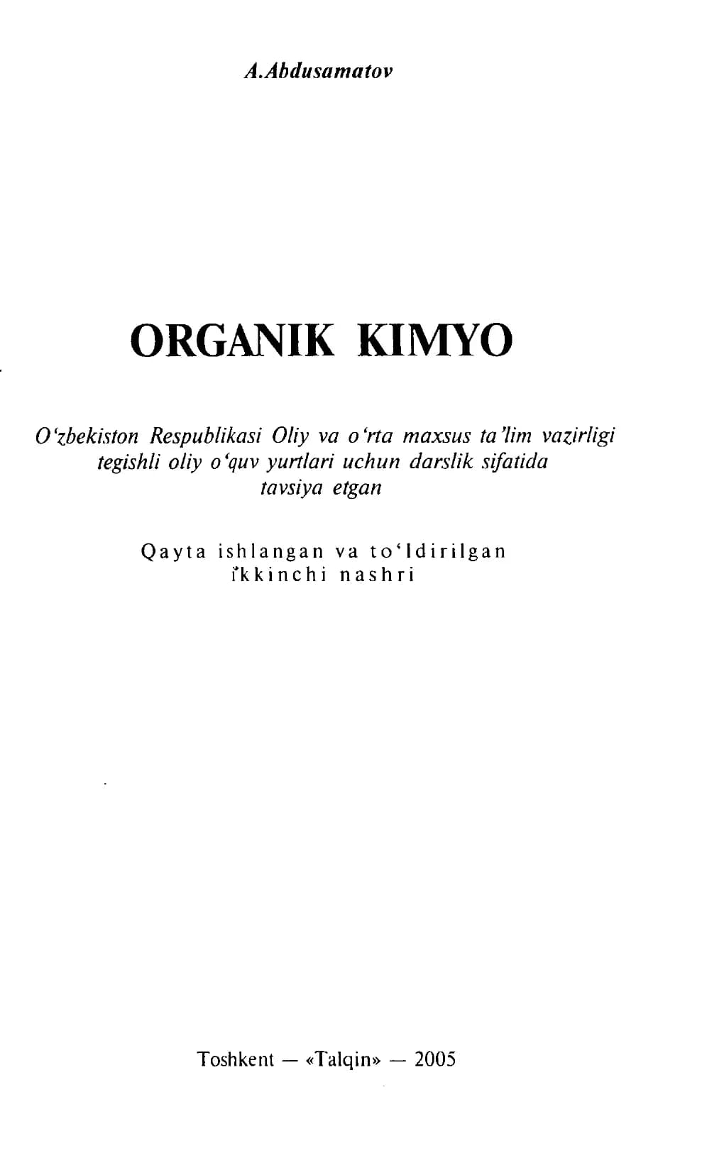 ORGANIK KIMYO