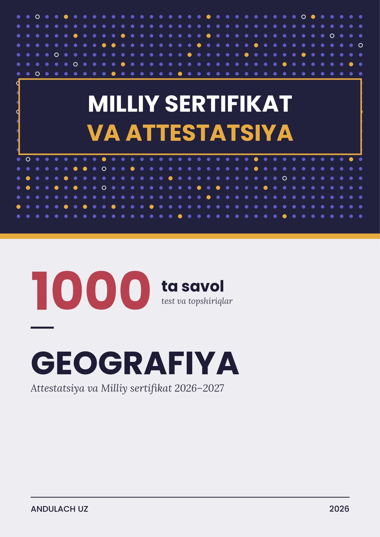 Geografiya fanidan milliy sertifikat va milliy attestatsiya savollari va test