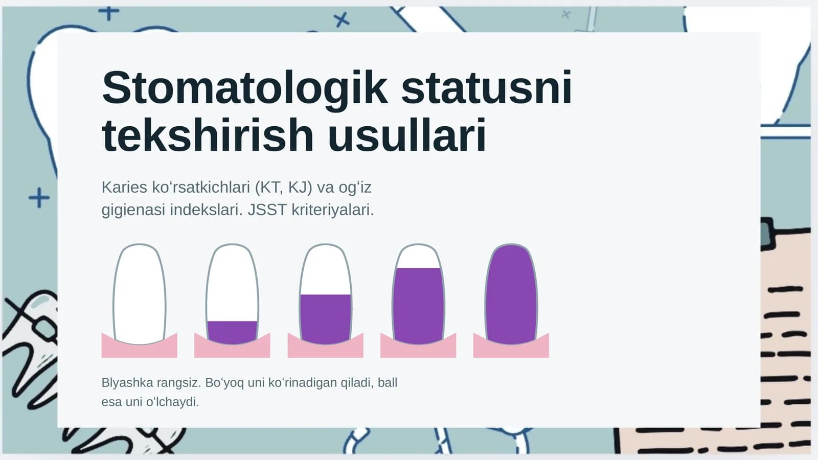 Stomatologik statusni tekshirish tekshirish usullari