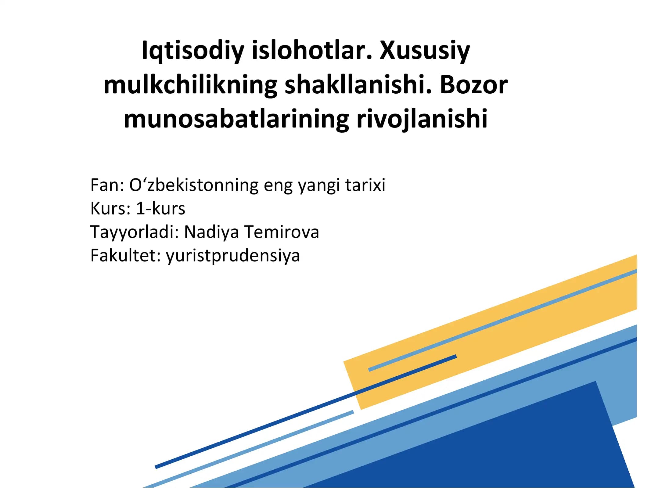 Iqtisodiy islohotlar