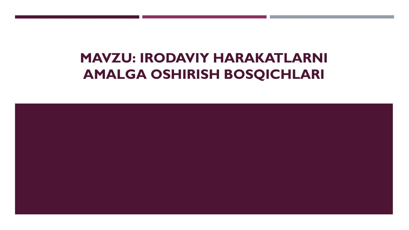 Irodaviy harakatlarni amalga oshirish bosqichlari