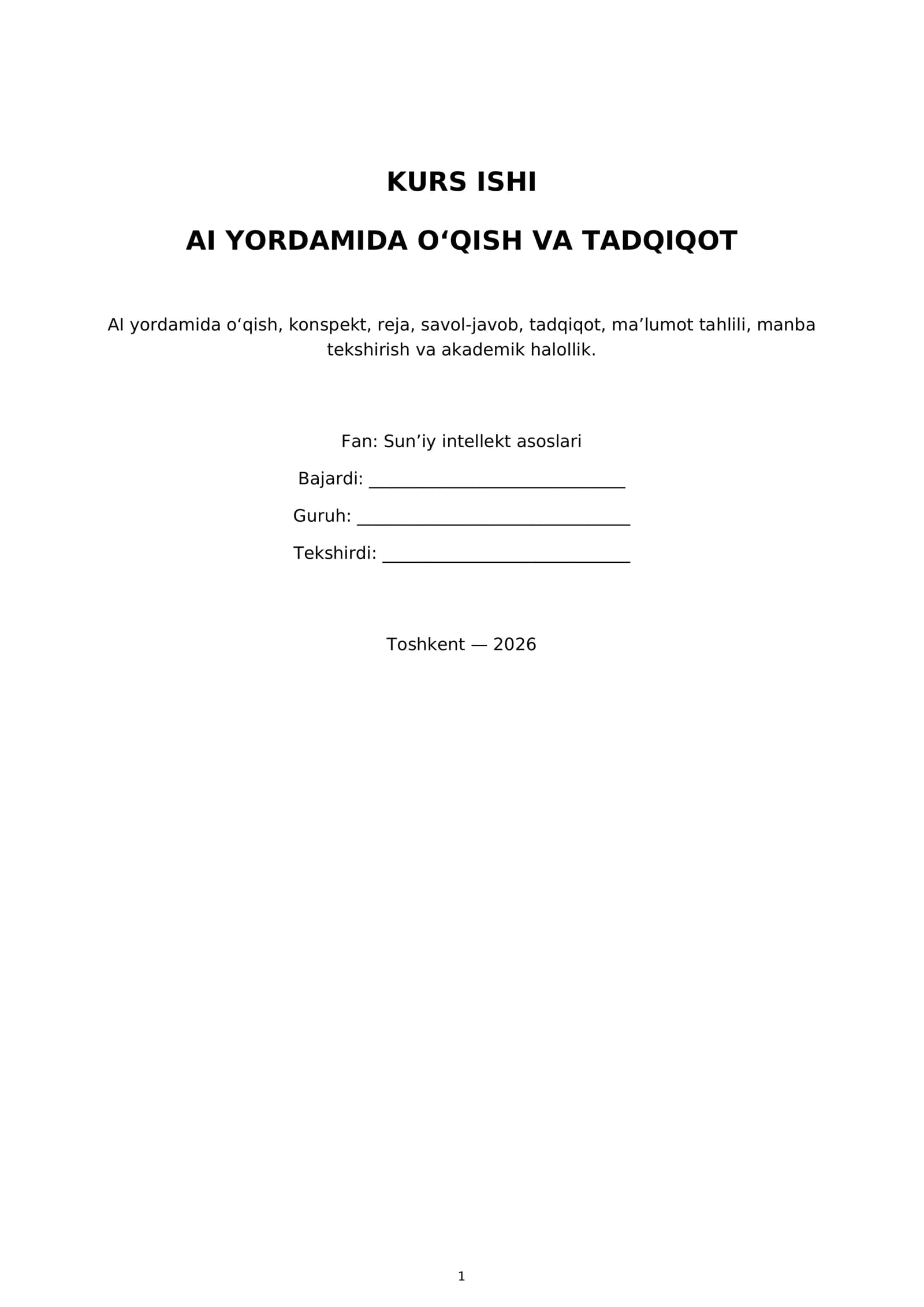 AI YORDAMIDA O‘QISH VA TADQIQOT