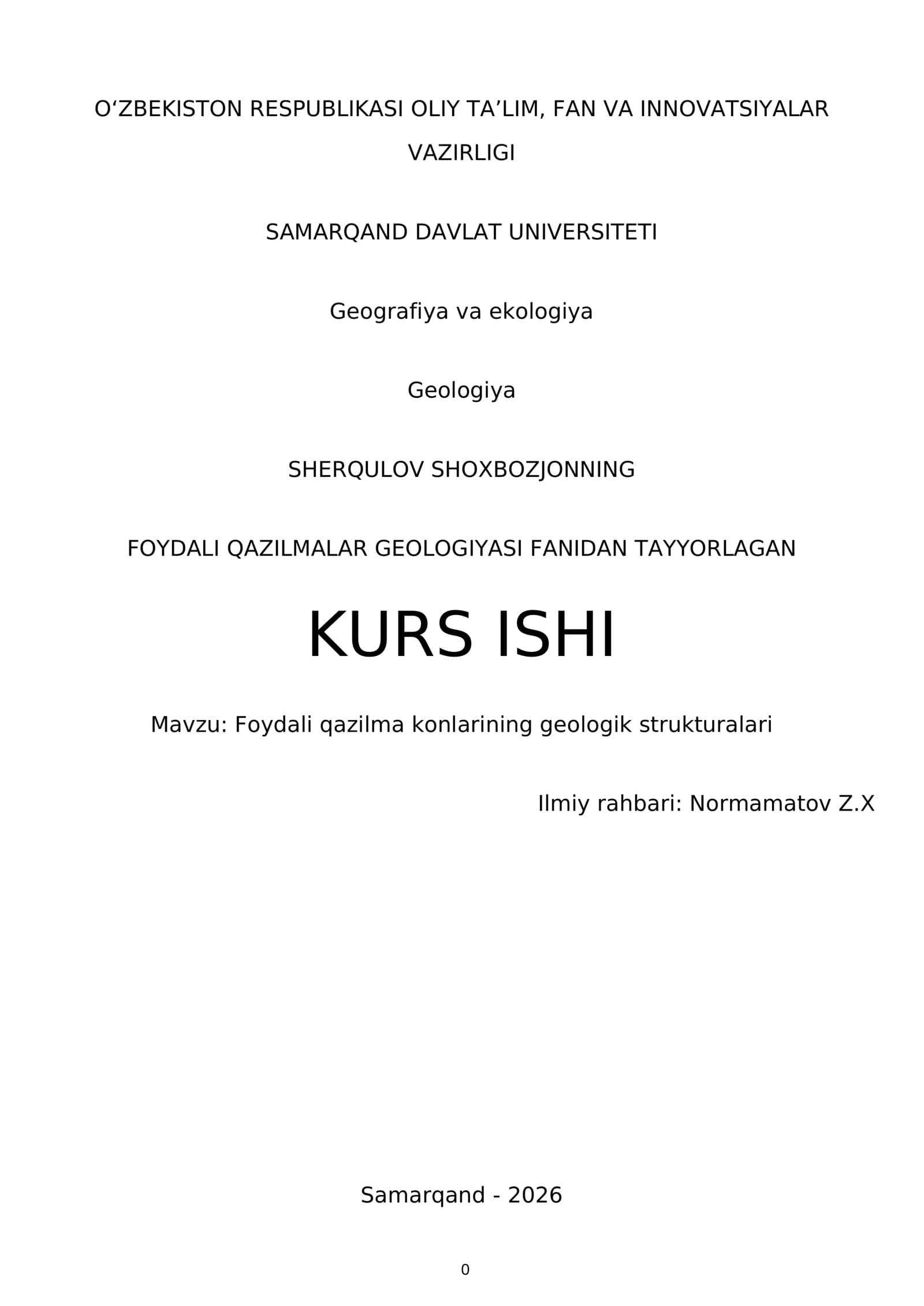 Foydalı qazilma konlarining geologik strukturalari