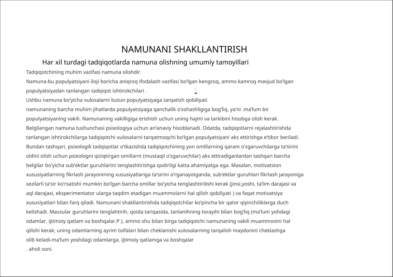 Namunani Shakllantirish
