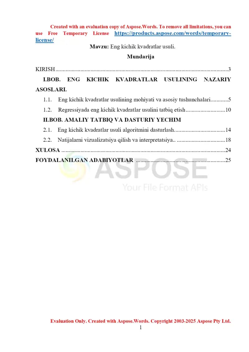 Eng kichik kvadratlar usuli
