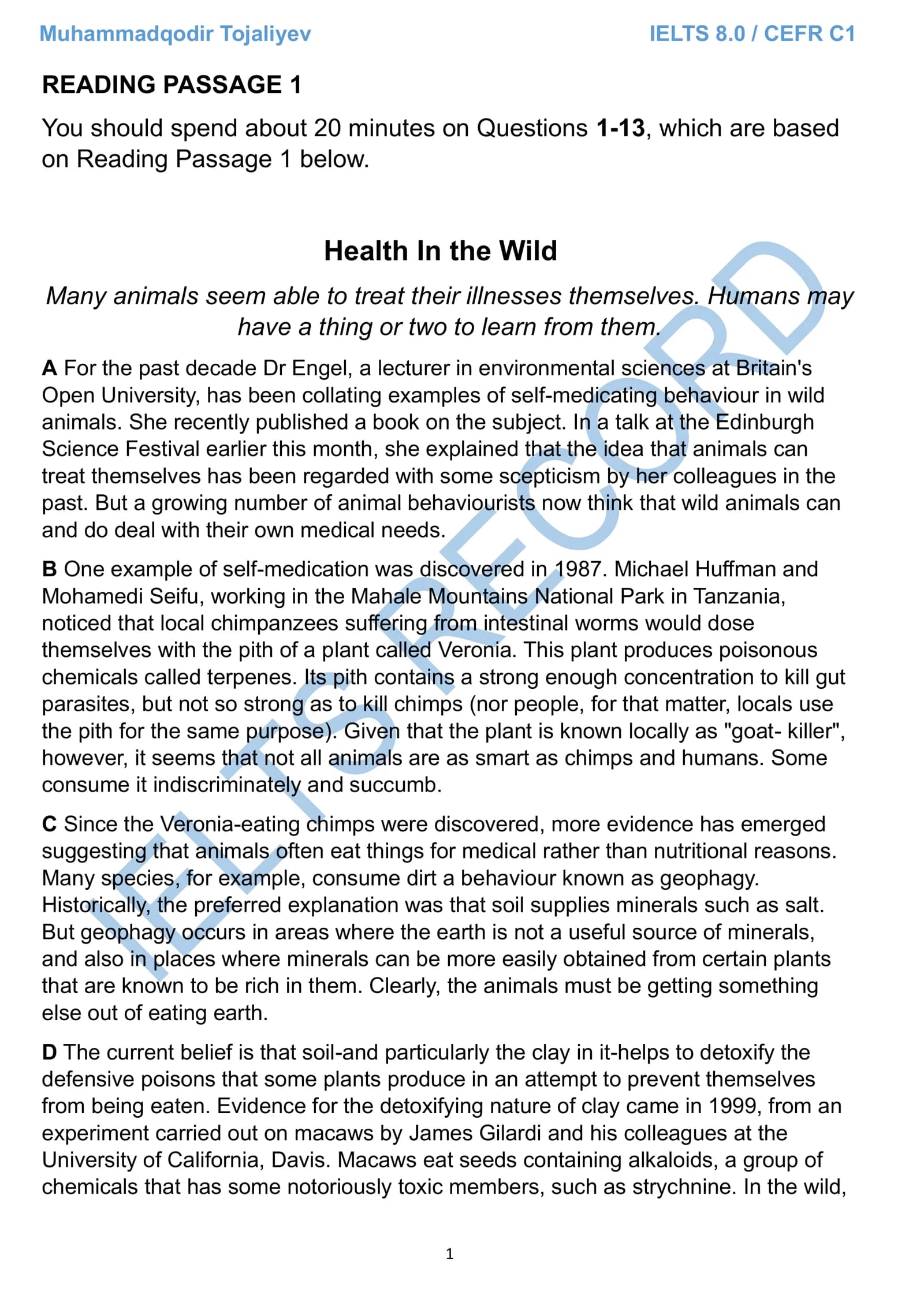 Health In the Wild