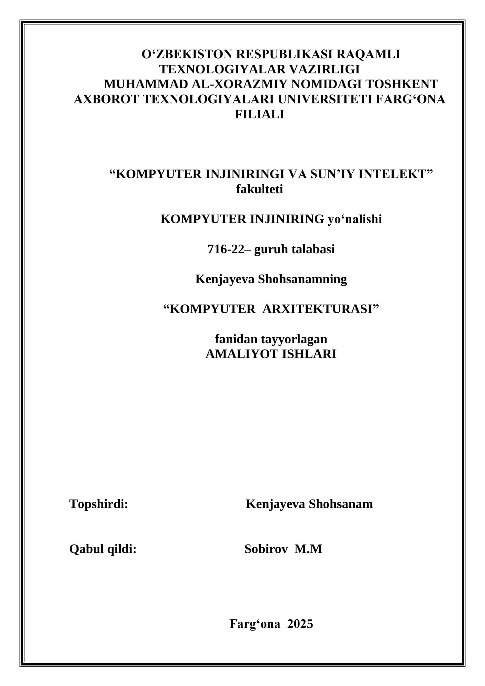 Parallelashtirish tizimlarining arxitekturasi