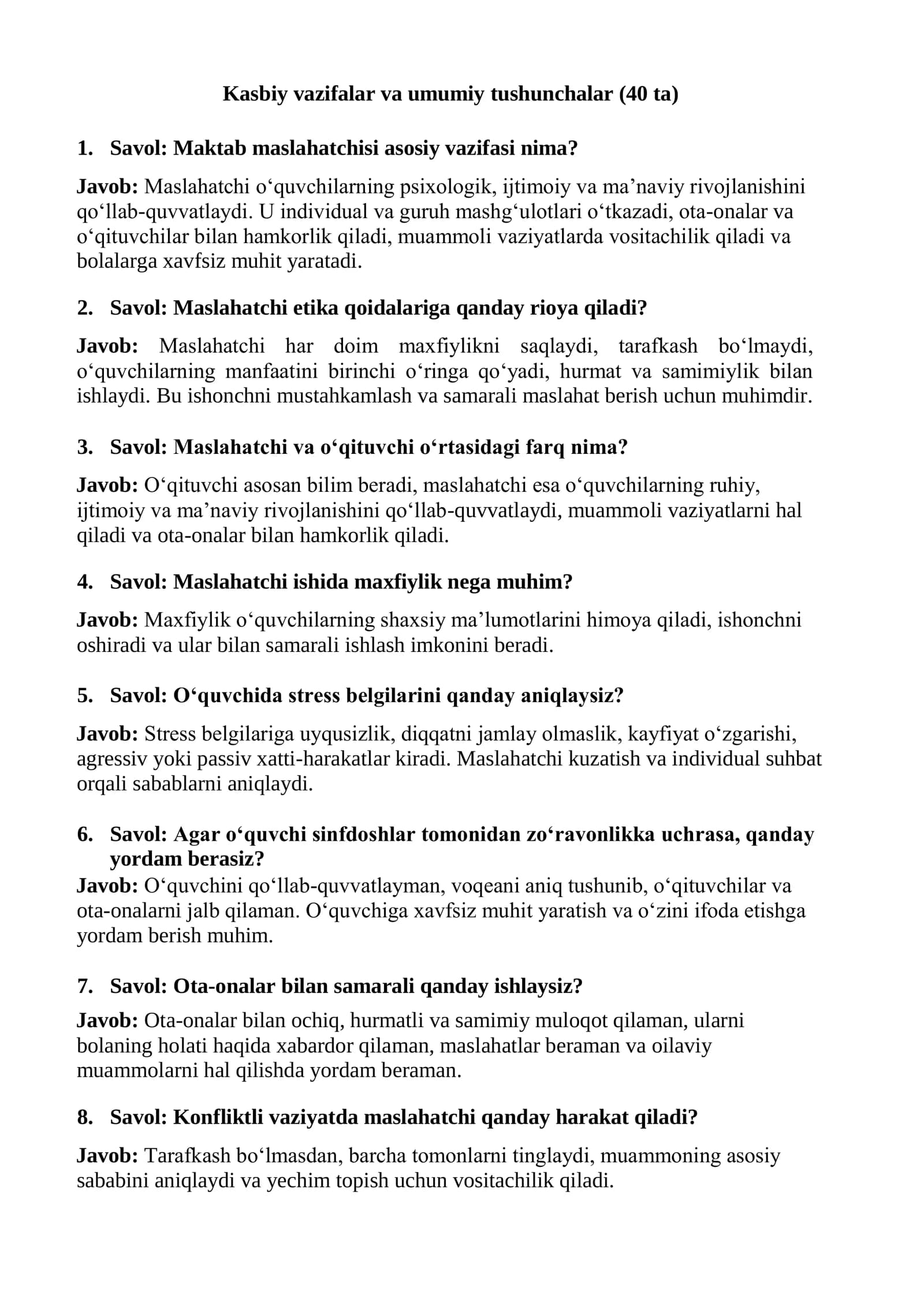 MAKTAB MASLAHATCHI SUHBAT SAVVOLARI