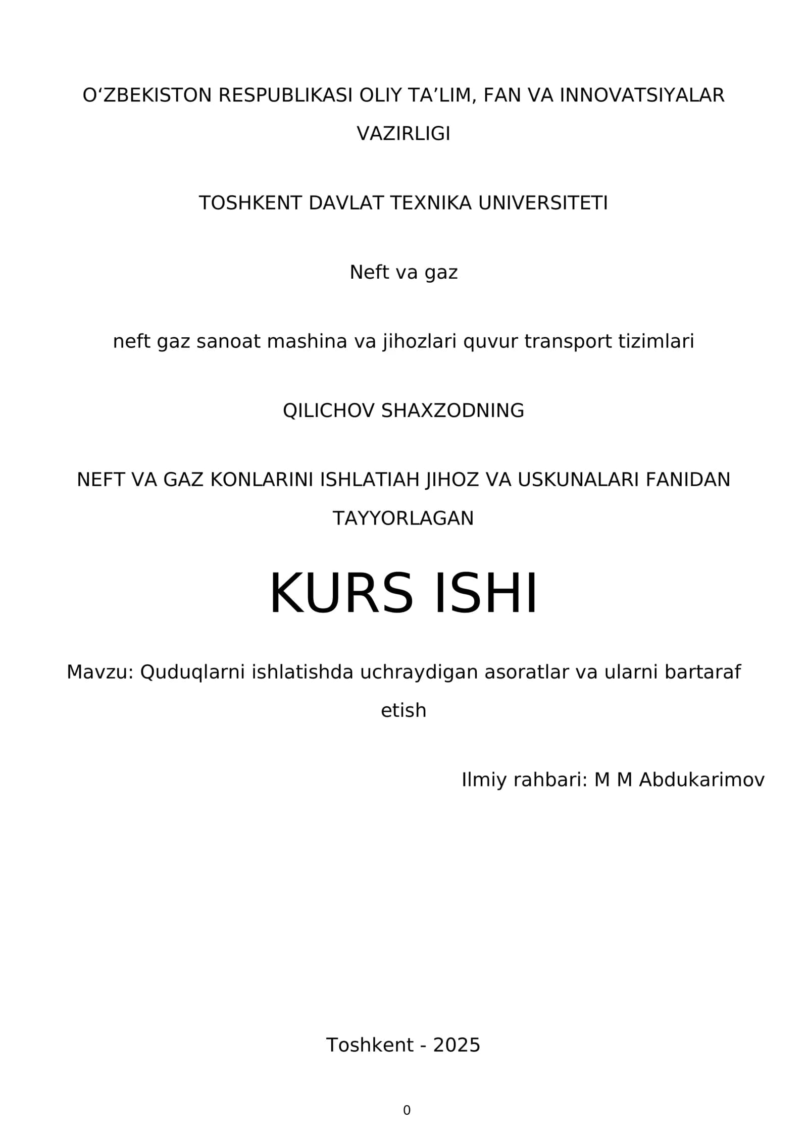 NEFT VA GAZ KONLARINI ISHLATIAH JIHOZ VA USKUNALARI