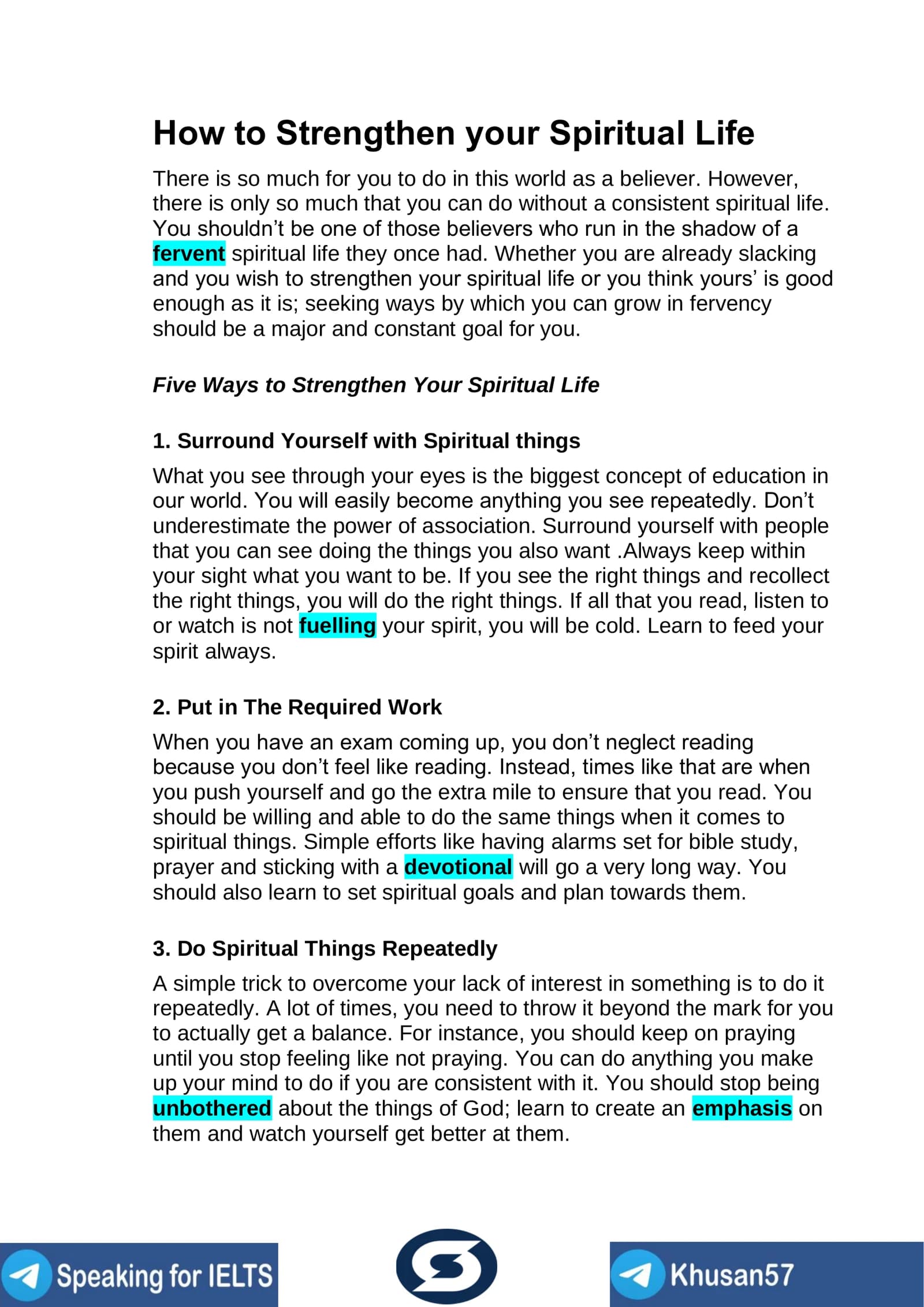 Five Ways to Strengthen Your Spiritual Life