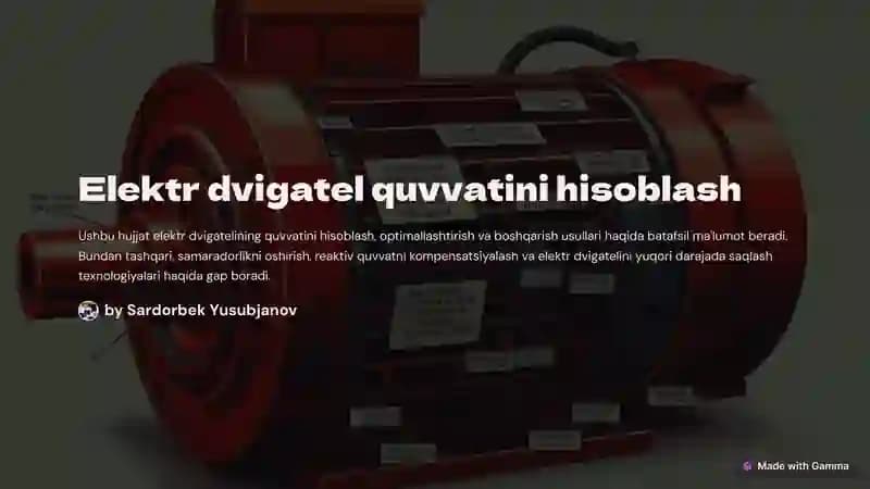 Elektr dvigatel quvvatini hisoblash