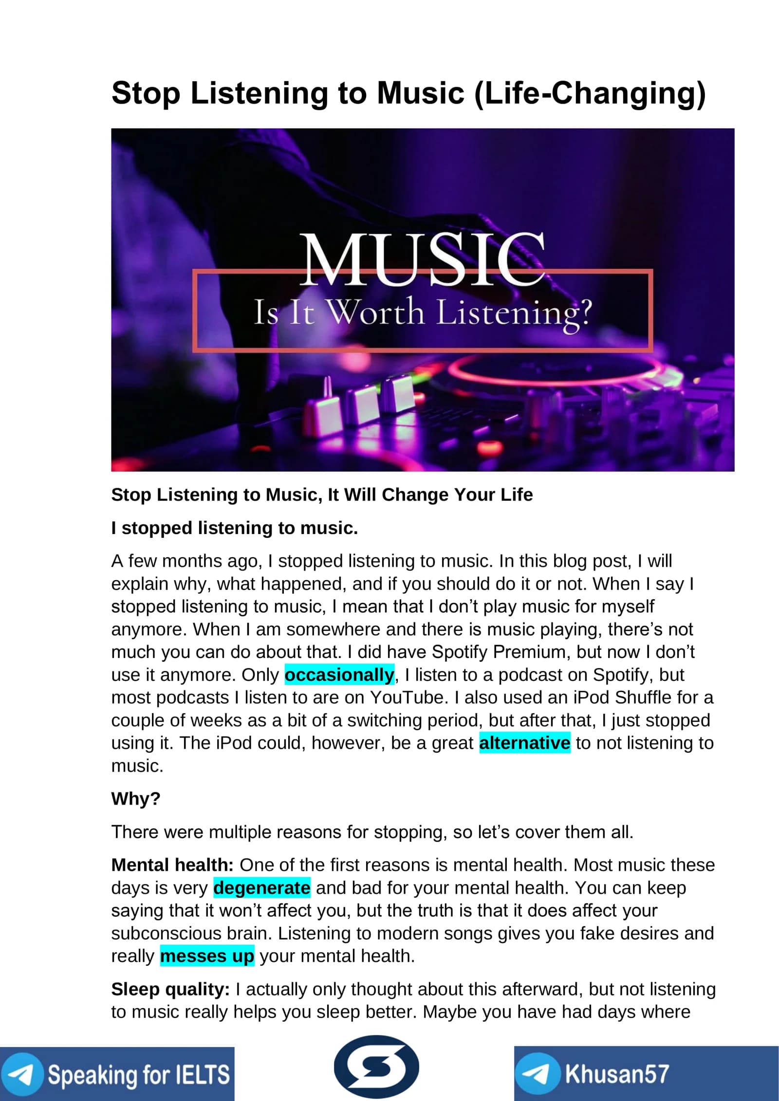 Stop Listening to Music (Life-Changing)