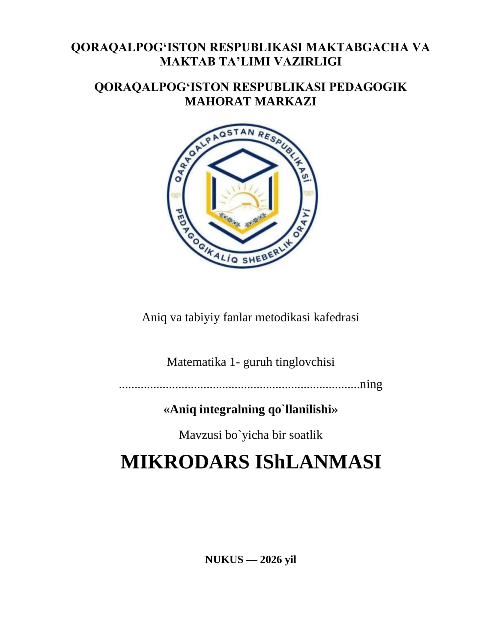Aniq integralning qo‘llanilishi