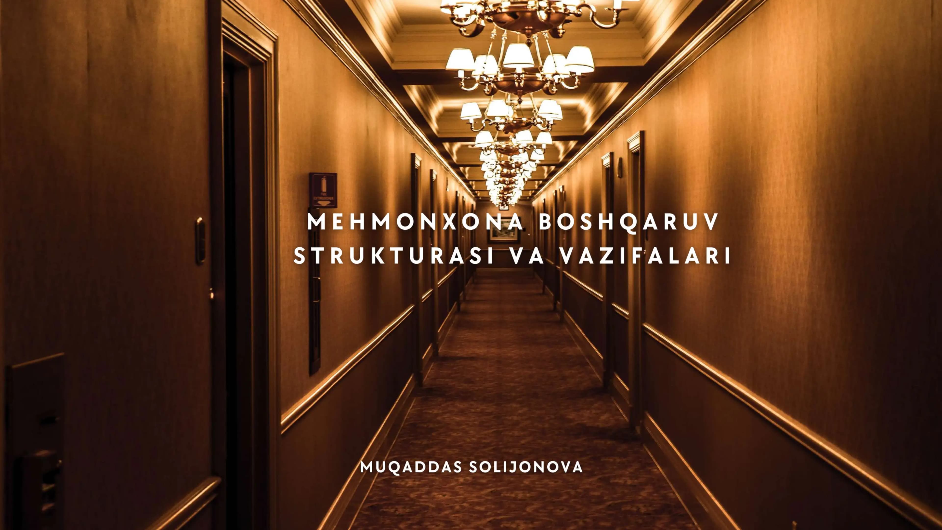Mehmonxona xoʻjaligida boshqaruv strategiyasi