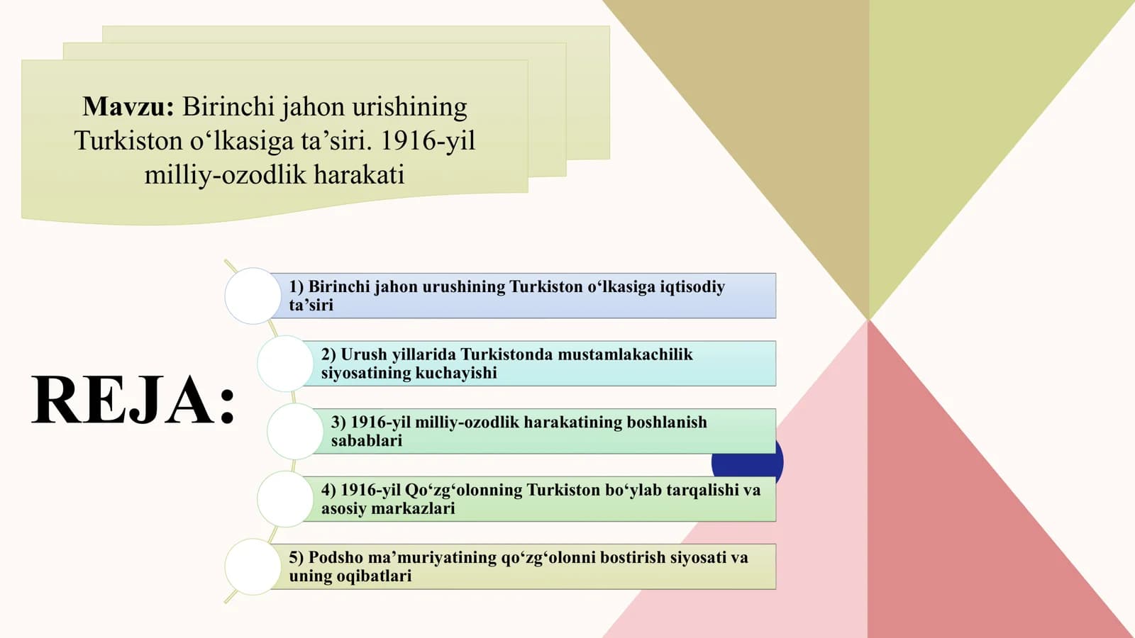 Birinchi jahon urishining Turkiston o‘lkasiga ta’siri.1916-yil milliy-ozodlik harakati 1)