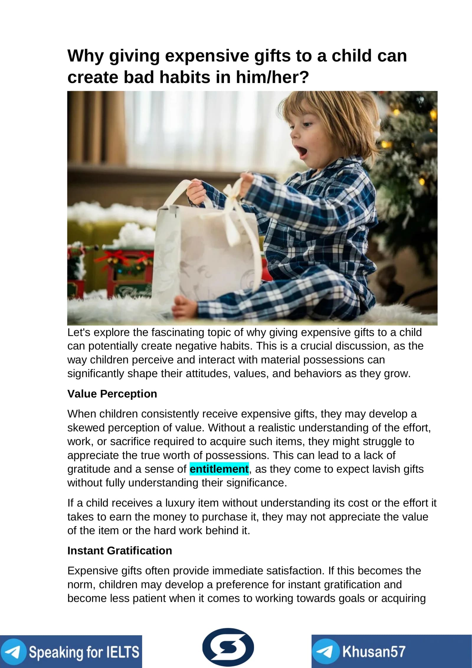 Giving Expensive Gifts to Children
