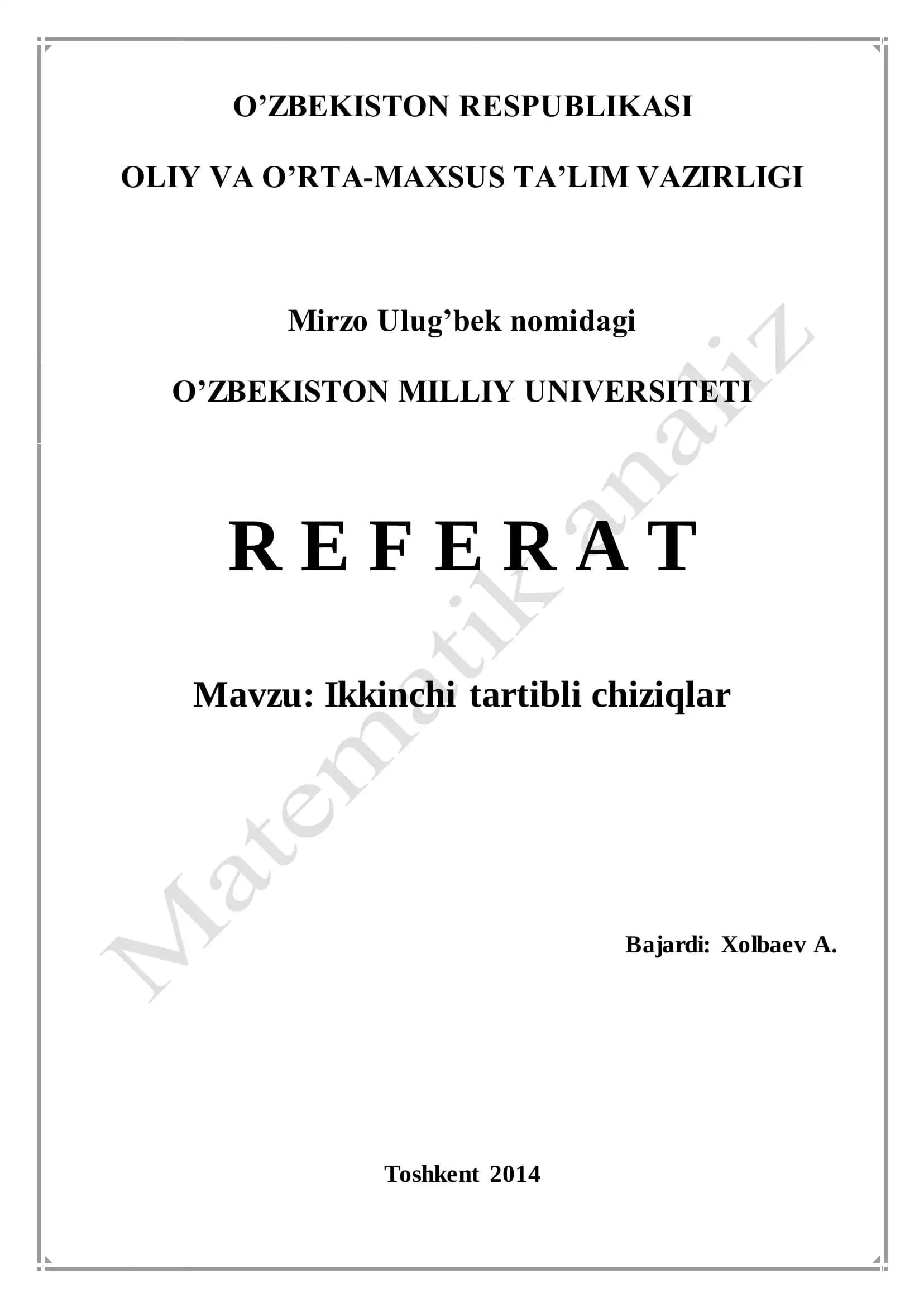 Ikkinchi tartibli chiziqlar