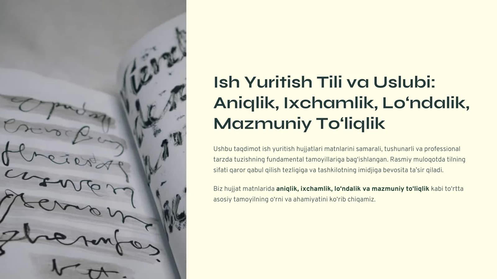 Ish Yuritish Tili va Uslubi