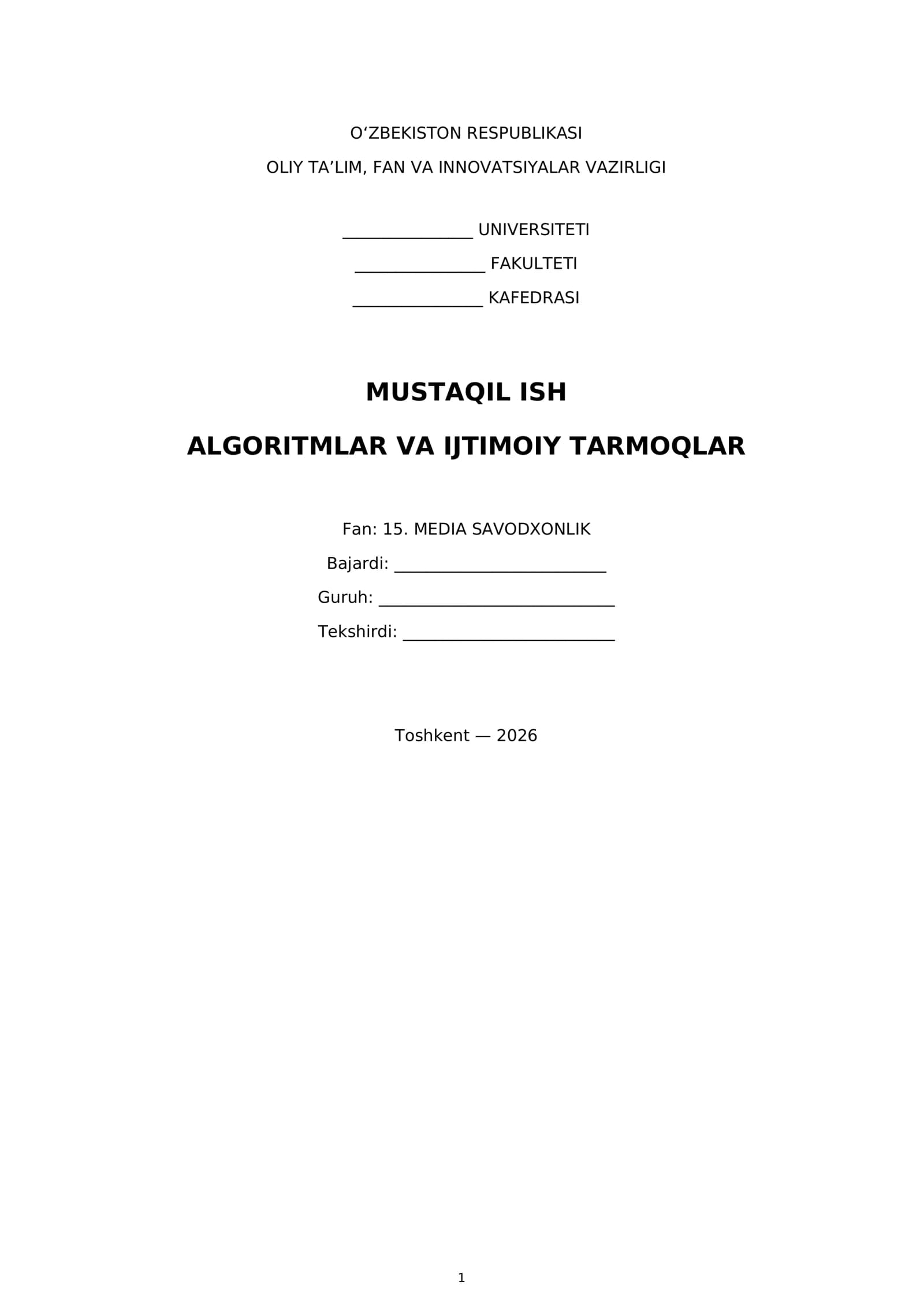 Algoritmlar va ijtimoiy tarmoqlar
