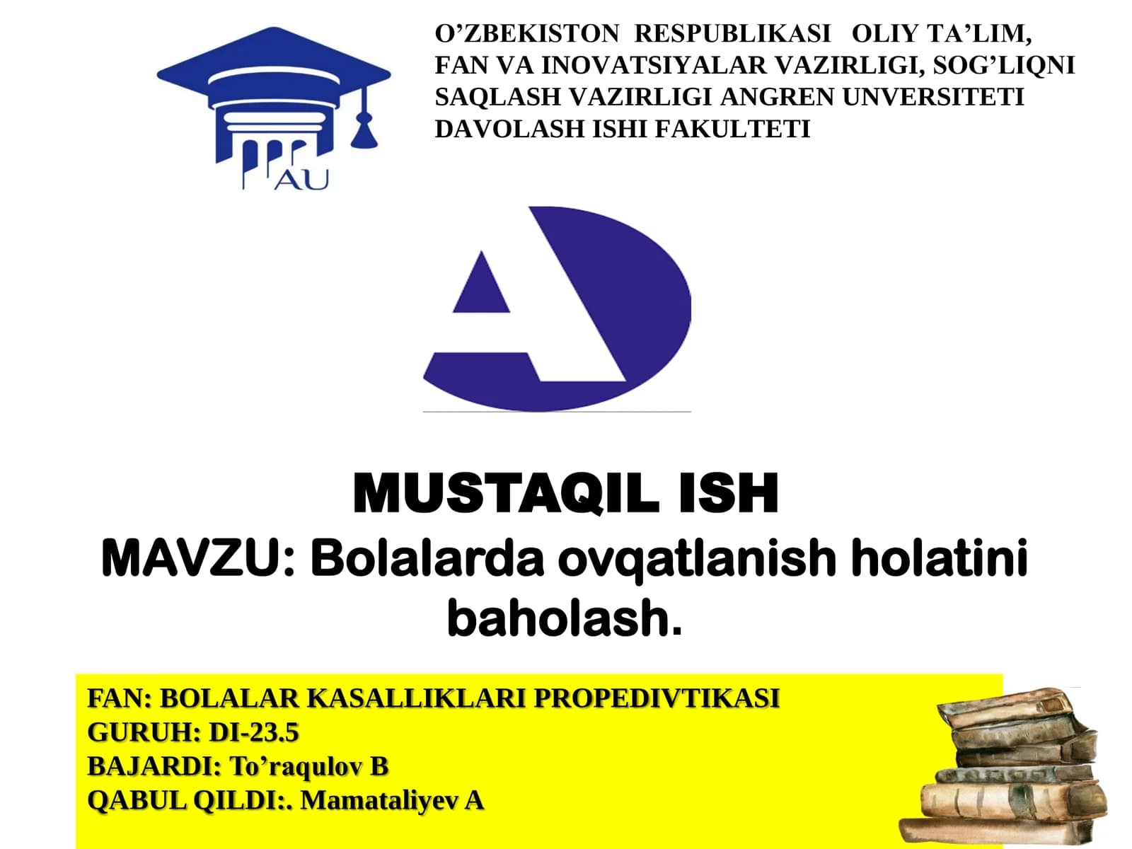 Bolalarda ovqatlanish holatini baholash