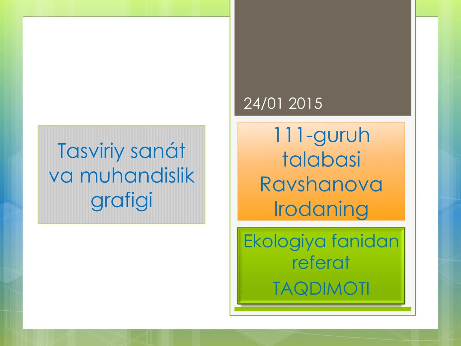 Ekologik omillar va ularning tirik organizmlarga ta`siri