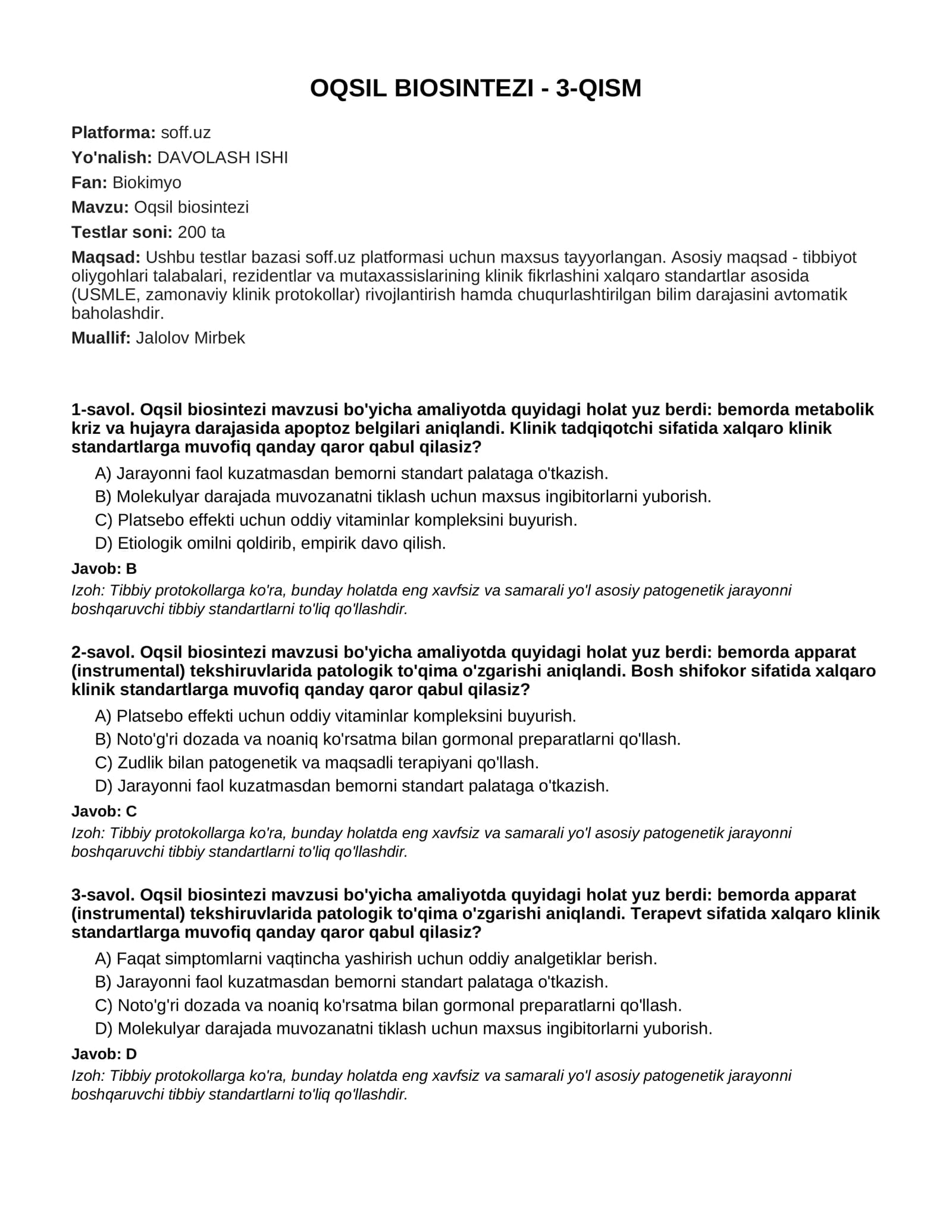 Oqsil biosintezi - 3-QISM