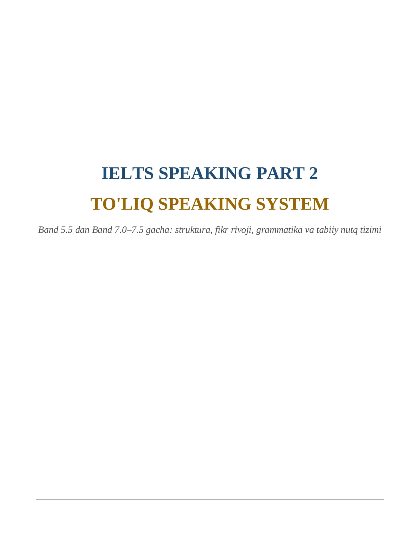 TO'LIQ SPEAKING SYSTEM