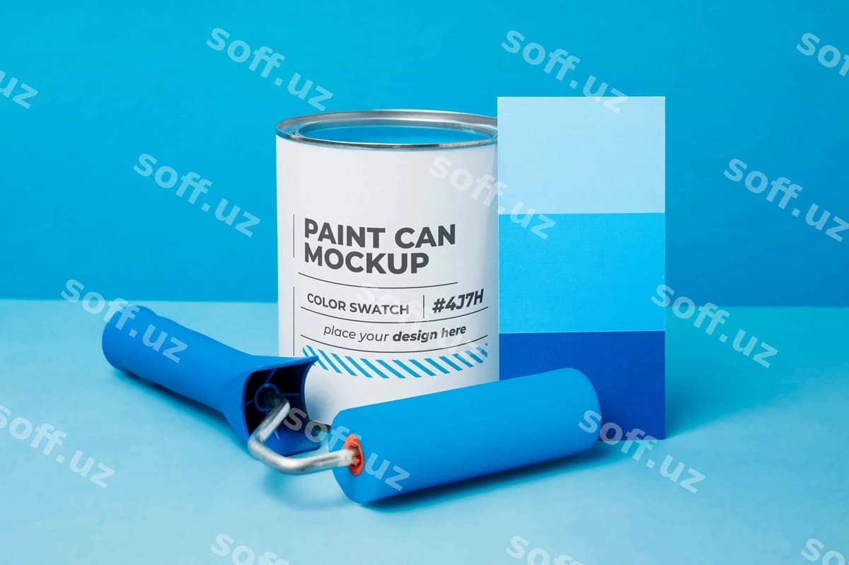 Boya qovshiq ko'k fonda | Paint can with blue background