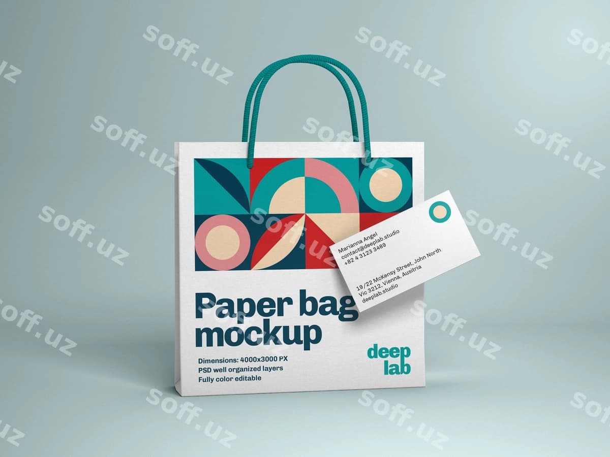 Qog'oz po'la biznes karta bilan | Paper bag with business card