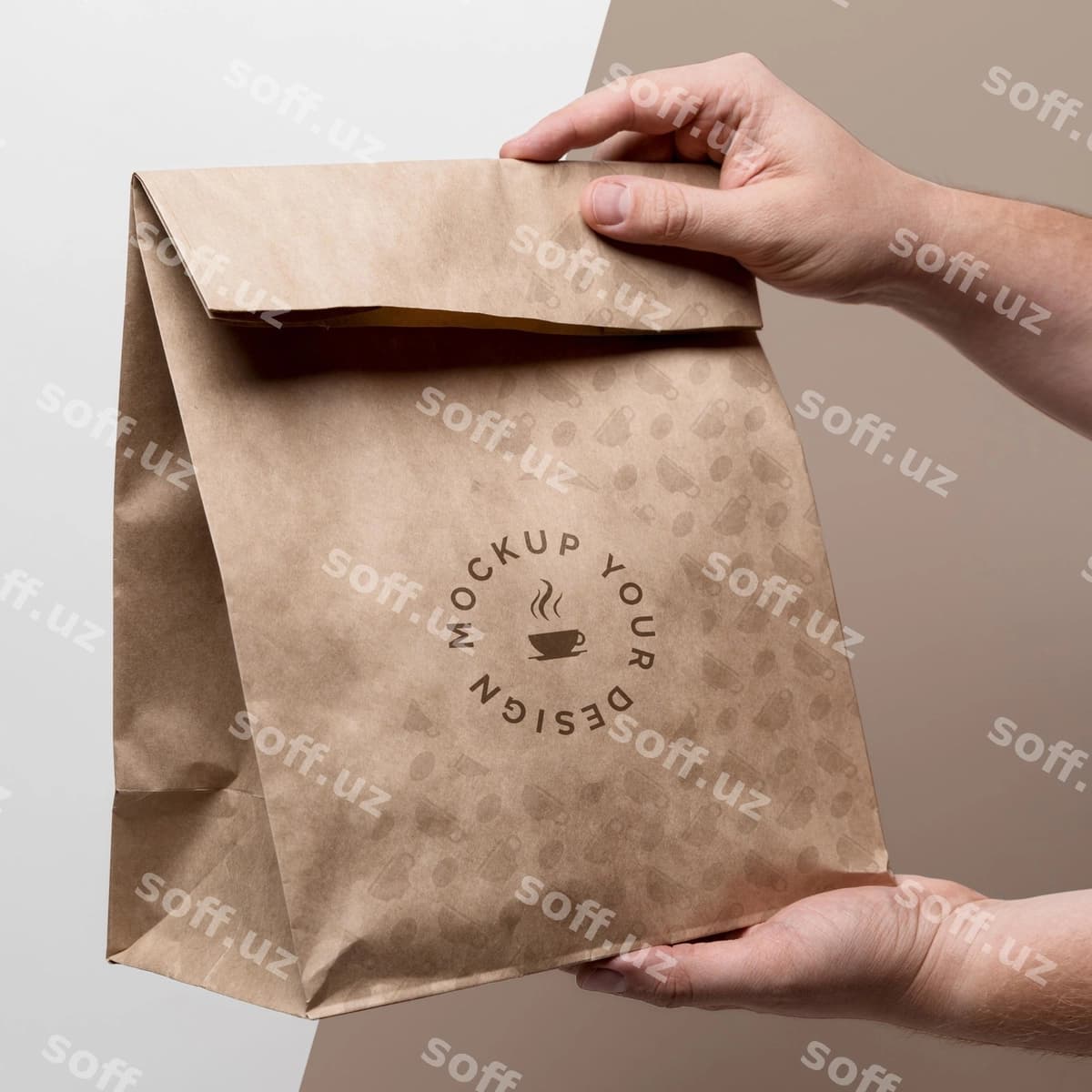 Qog'oz torba kofe namunasi | Paper bag with coffee mock up