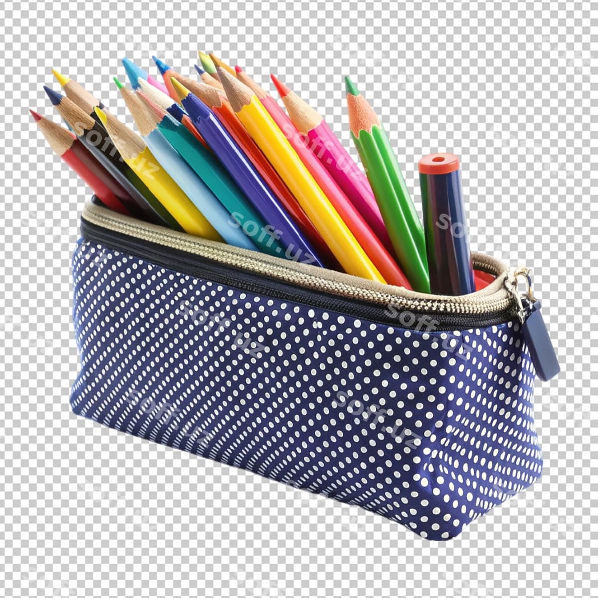 Qalamdaftar shaffof orqa fonda | Pencil case transparent background