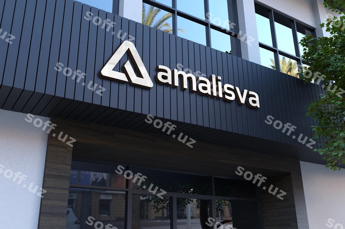 Perspektiv ofis fassada belgi mockup | Perspective office facade sign mockup
