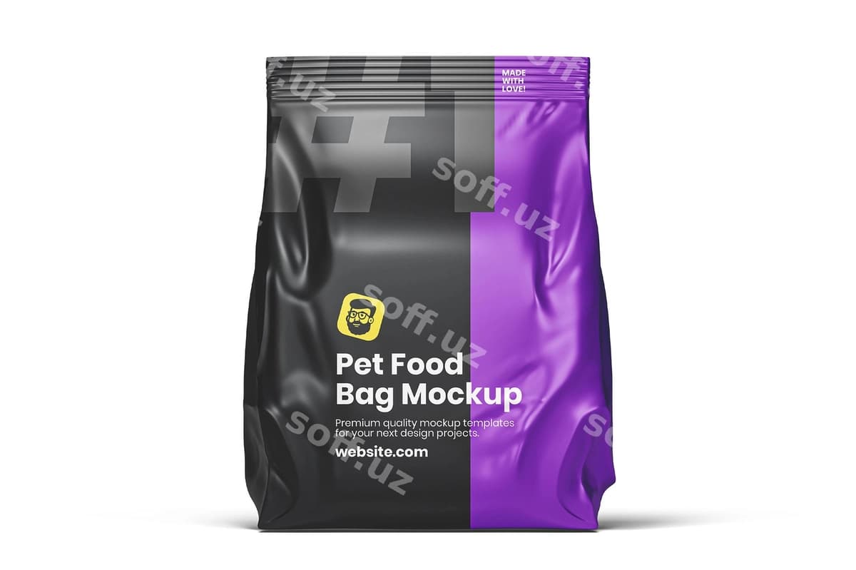 Hayvon uchun ovqat sumkasi namunasi | Pet food bag mockup