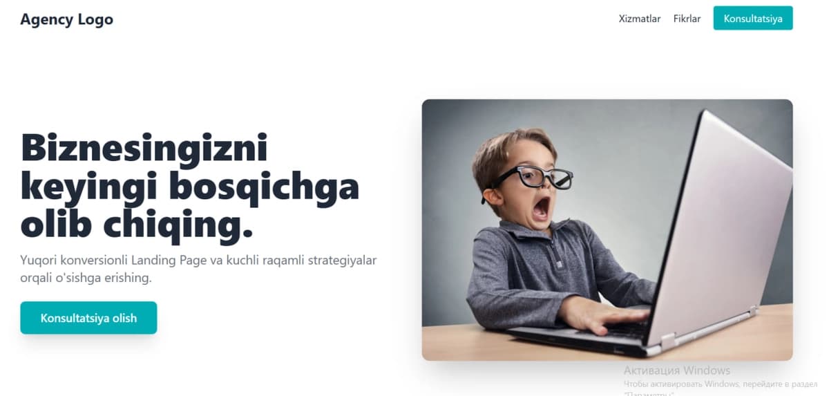 Professional Veb-dizayn Landing Page Shabloni