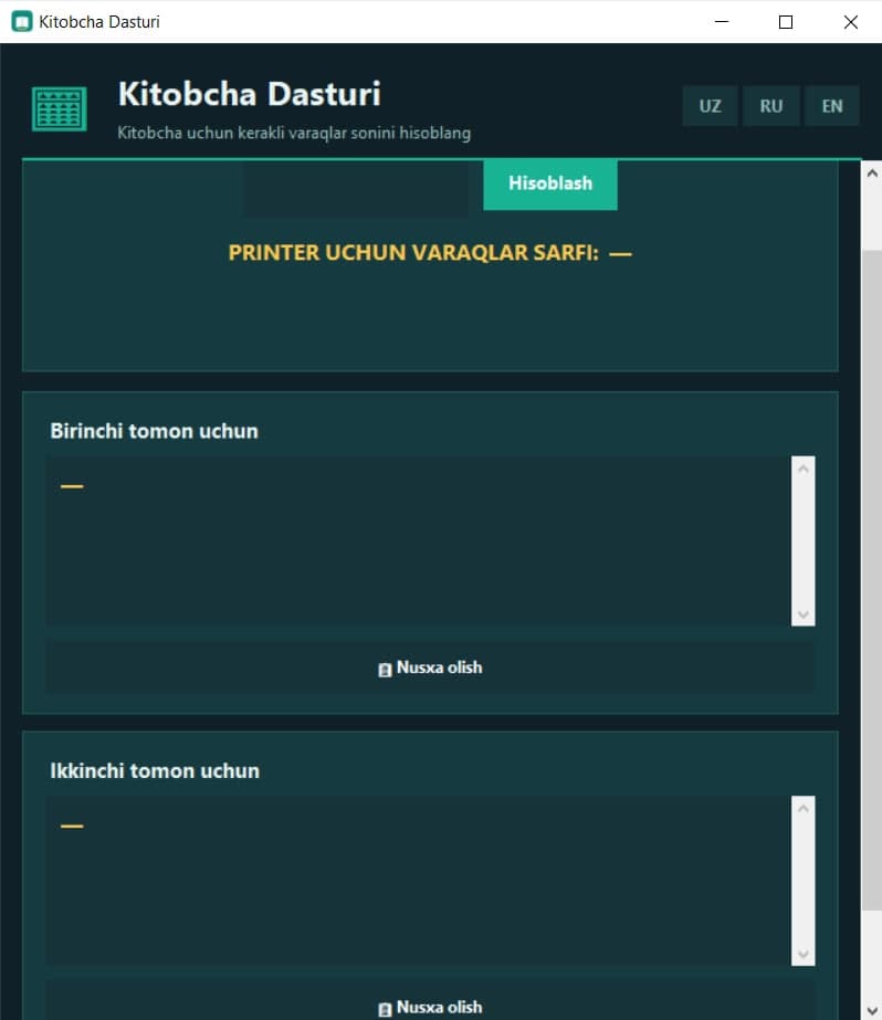 KITOBCHA CHIQARISH PROGRAMMASI
